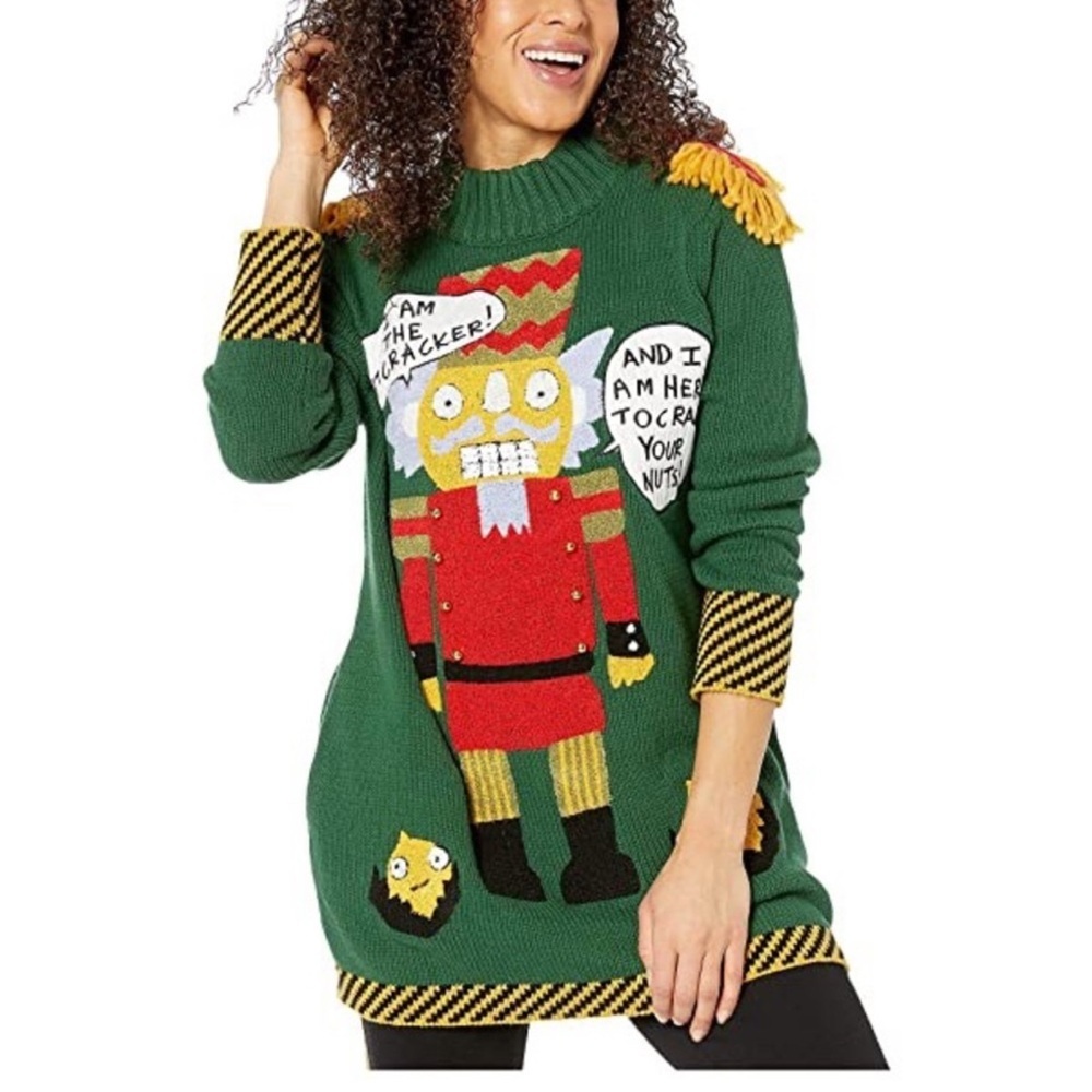 21. Dubgee Whoopi Goldberg Nutcracker Holiday Christmas Sweater NWT